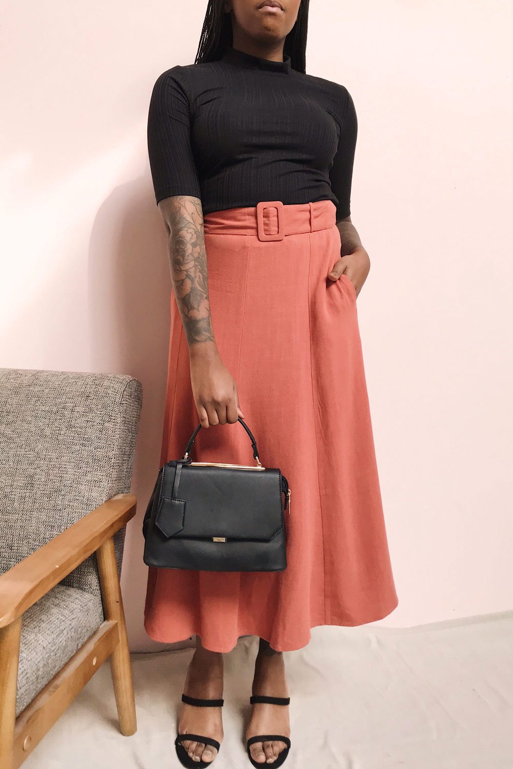 Pieszyce Black Mock Neck Top | La petite garçonne model look 1