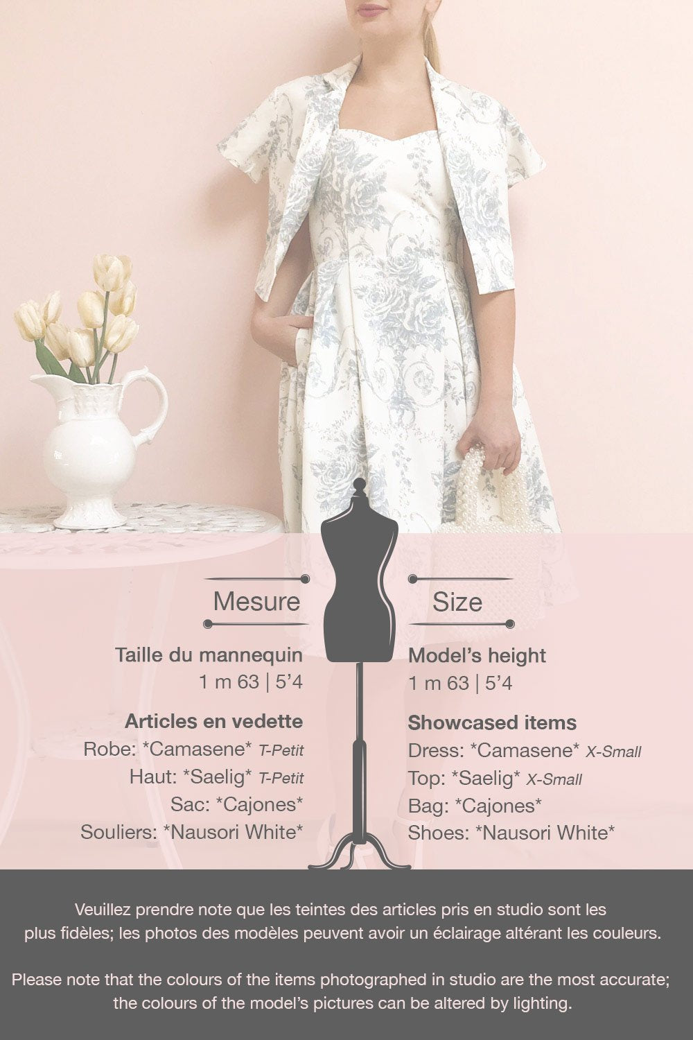 Camasene White Short Dress w/ Blue Flowers | Boutique 1861 template