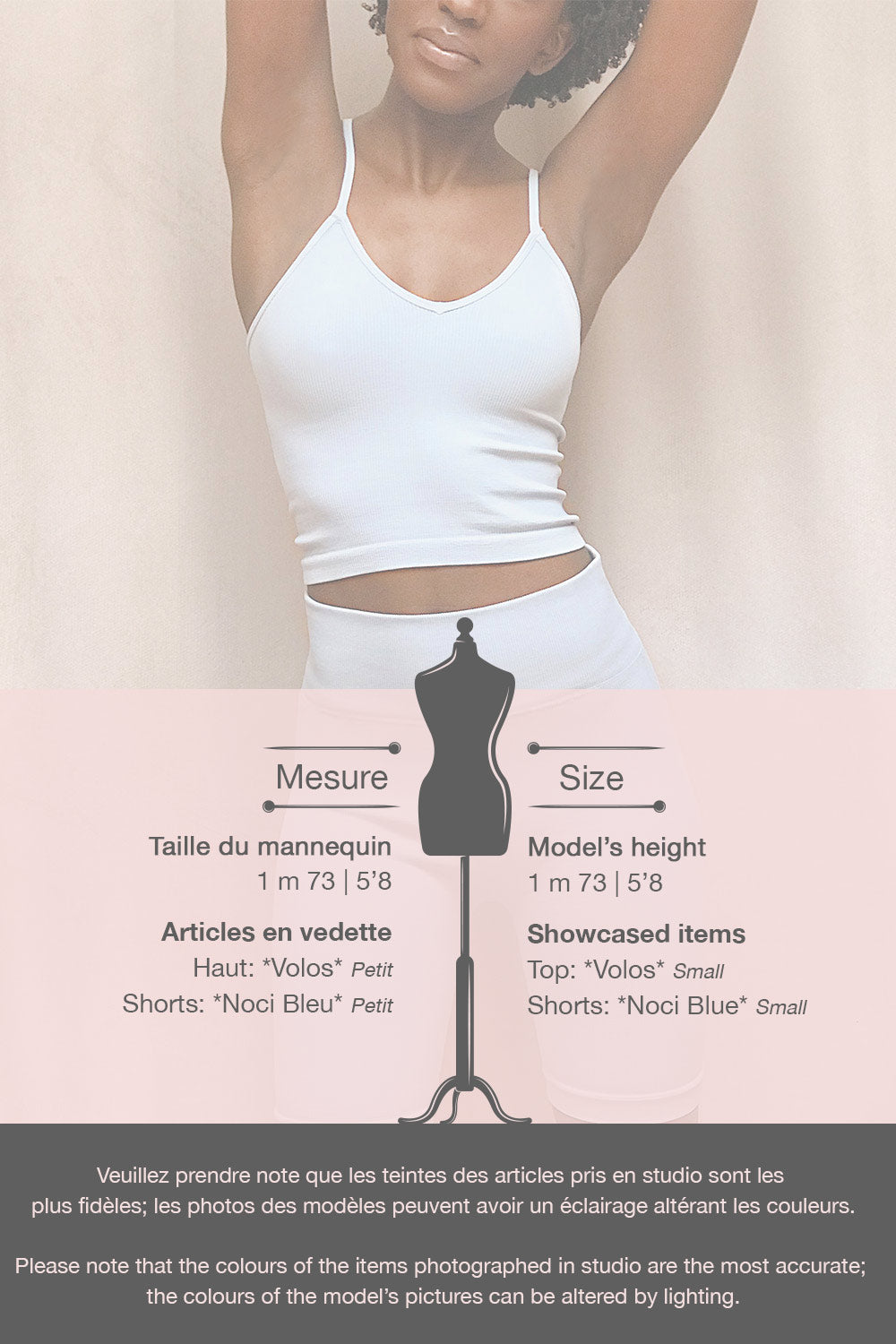 Volos Blue Ribbed Thin Strap Crop Cami | La petite garçonne model infos