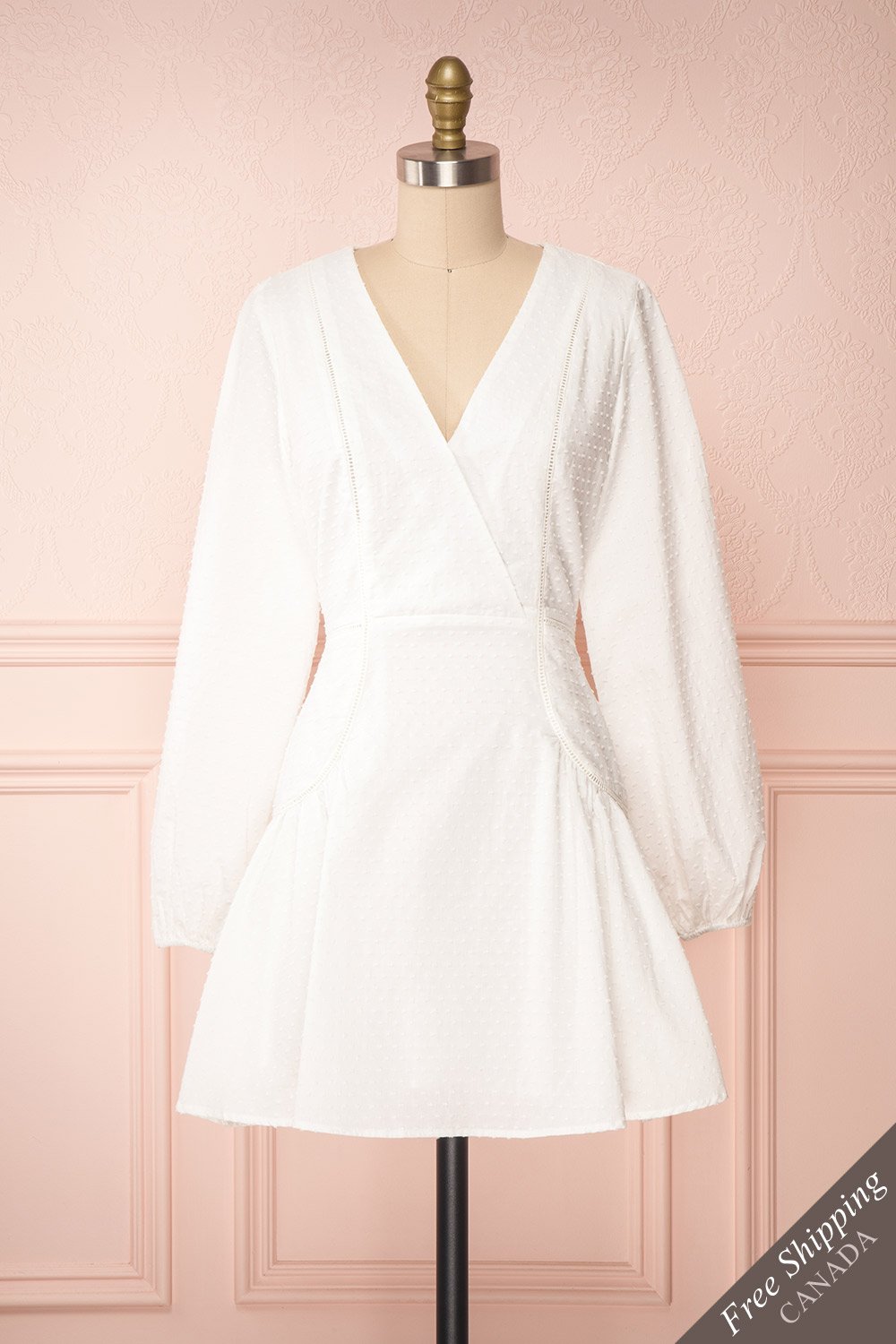 Torborg White Plumetis A-Line Dress front view FS | Boutique 1861