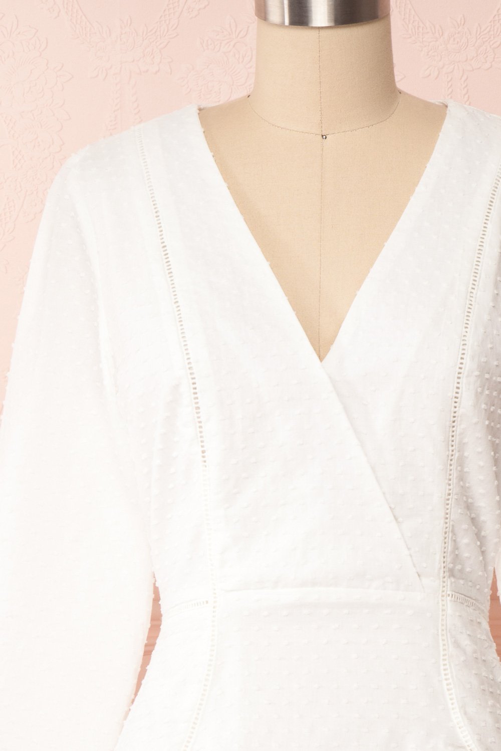 Torborg White Plumetis A-Line Dress front close up | Boutique 1861