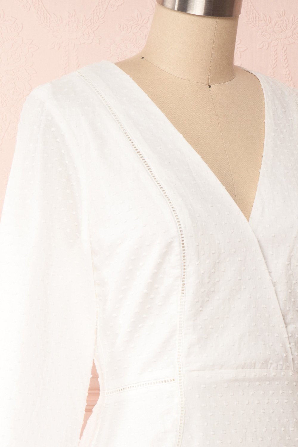 Torborg White Plumetis A-Line Dress side close up | Boutique 1861