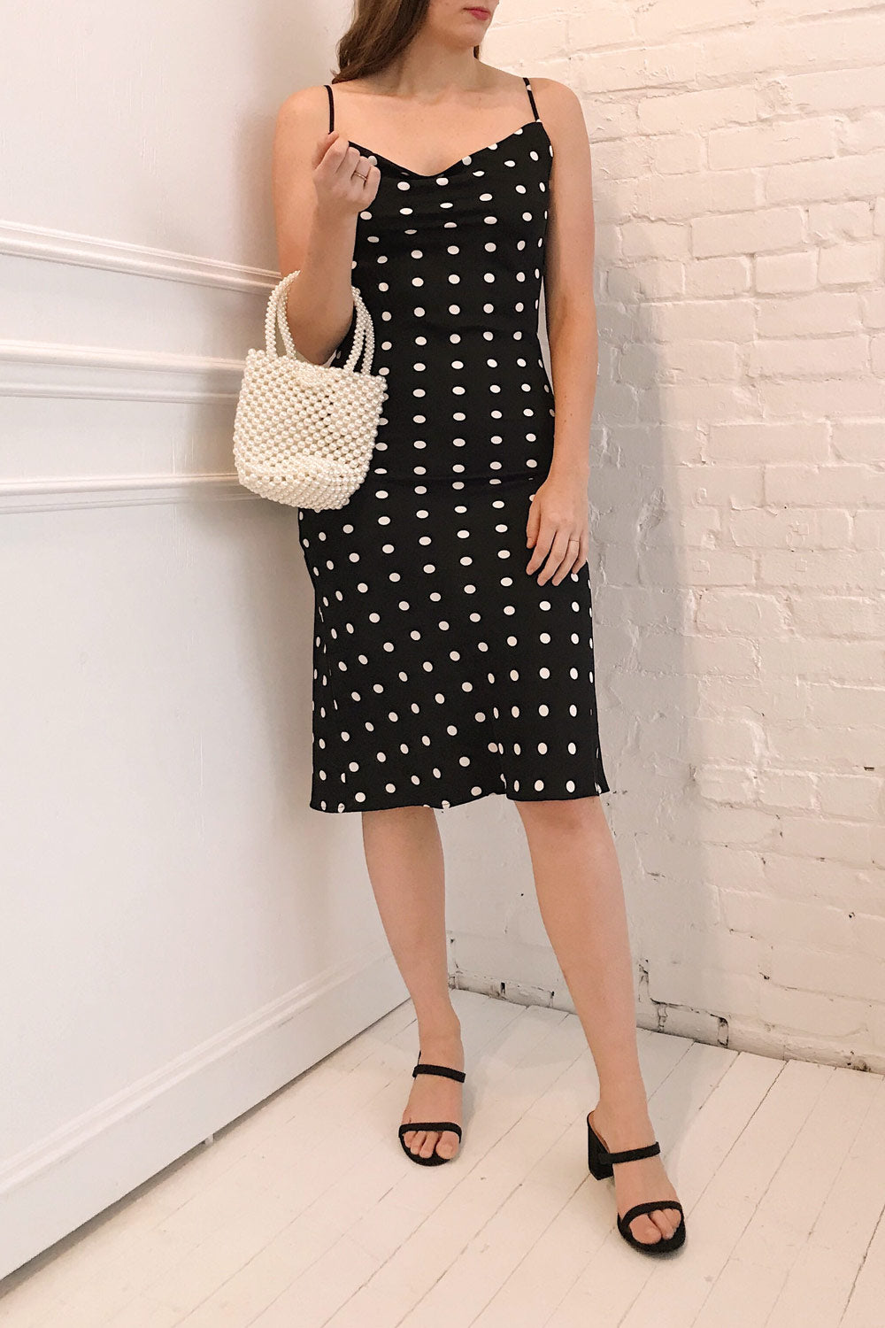 Trijntje Black & White Polkadot Dress | La petite garçonne model look