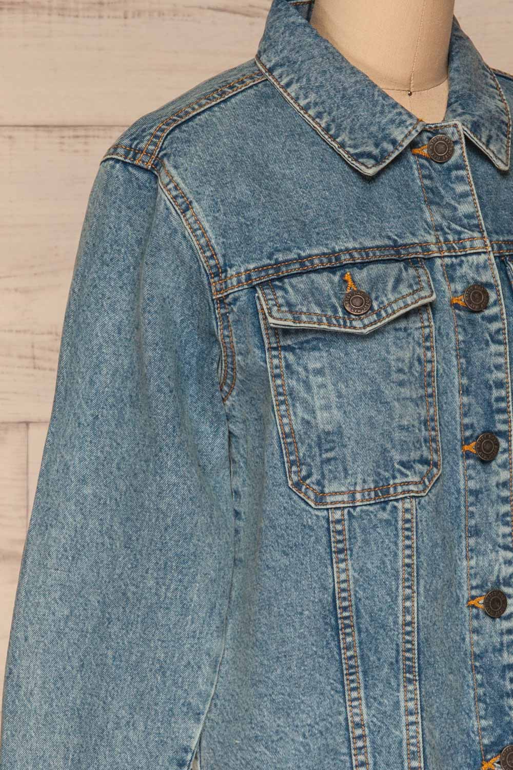 Tripani Light Blue Denim Jacket | Veste | La Petite Garçonne side close-up