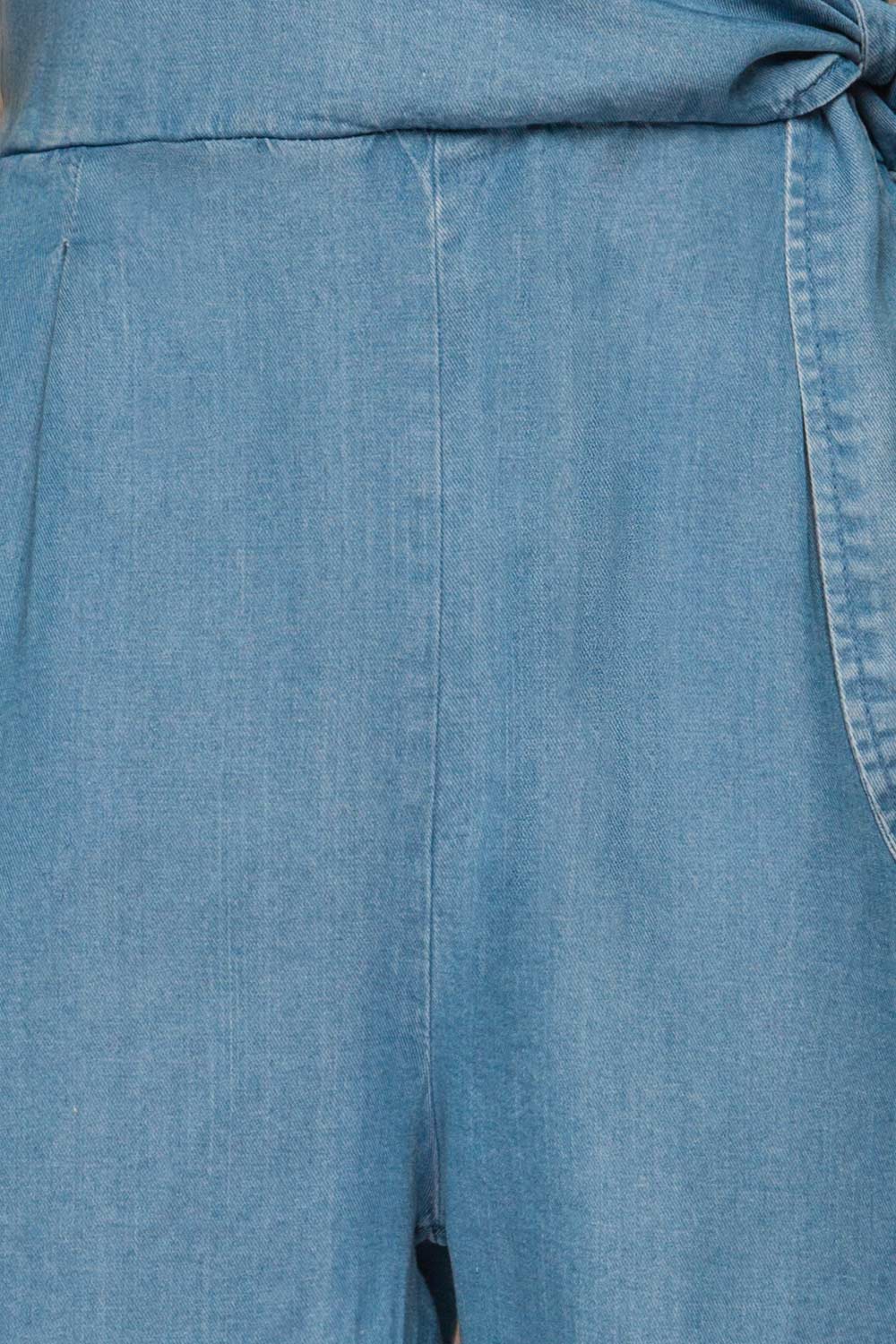 Trujjka Blue Short Sleeve Wrap Romper | La petite garçonne fabric