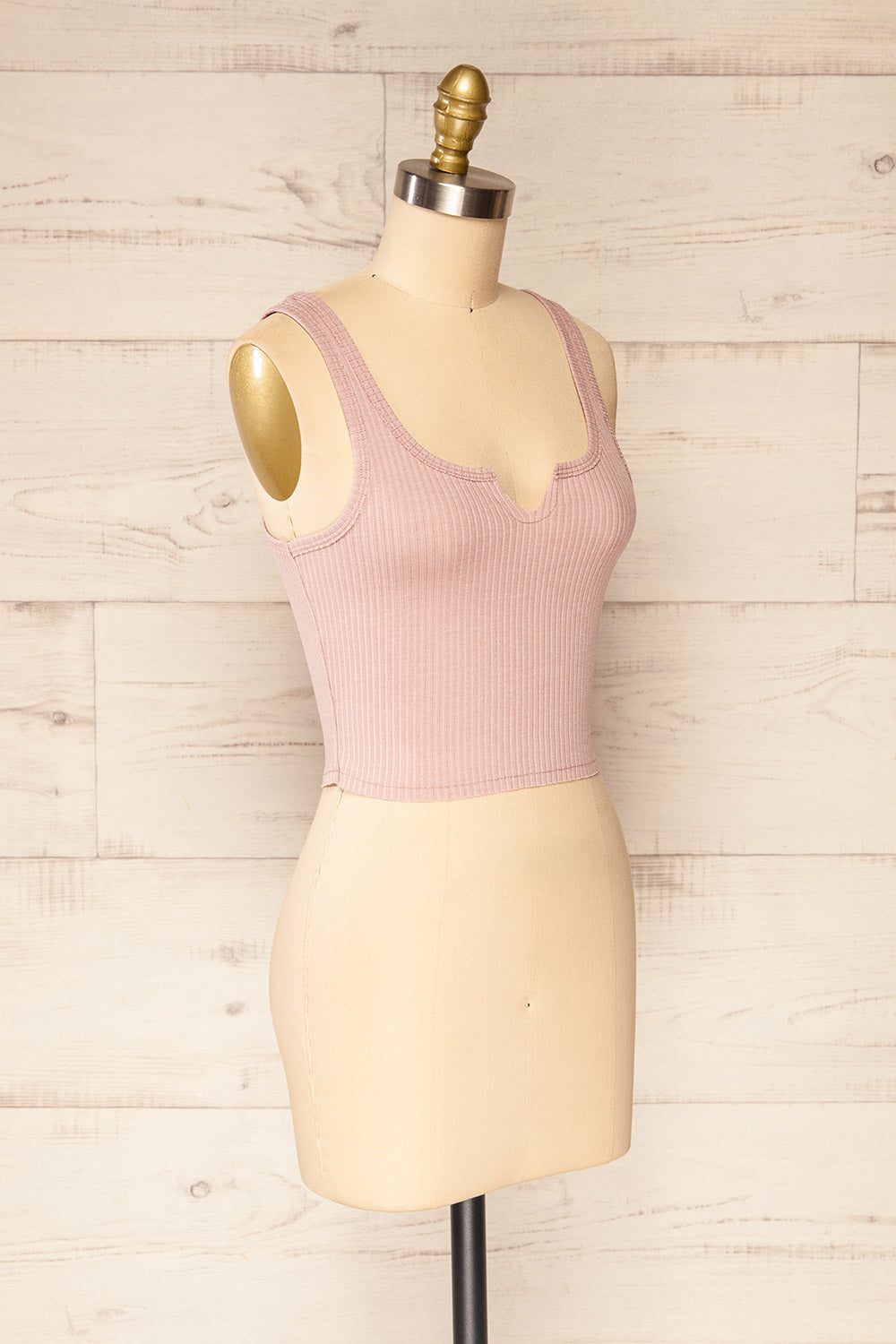 Tseri Pink Cropped Large Straps Tank Top | La petite garçonne side view