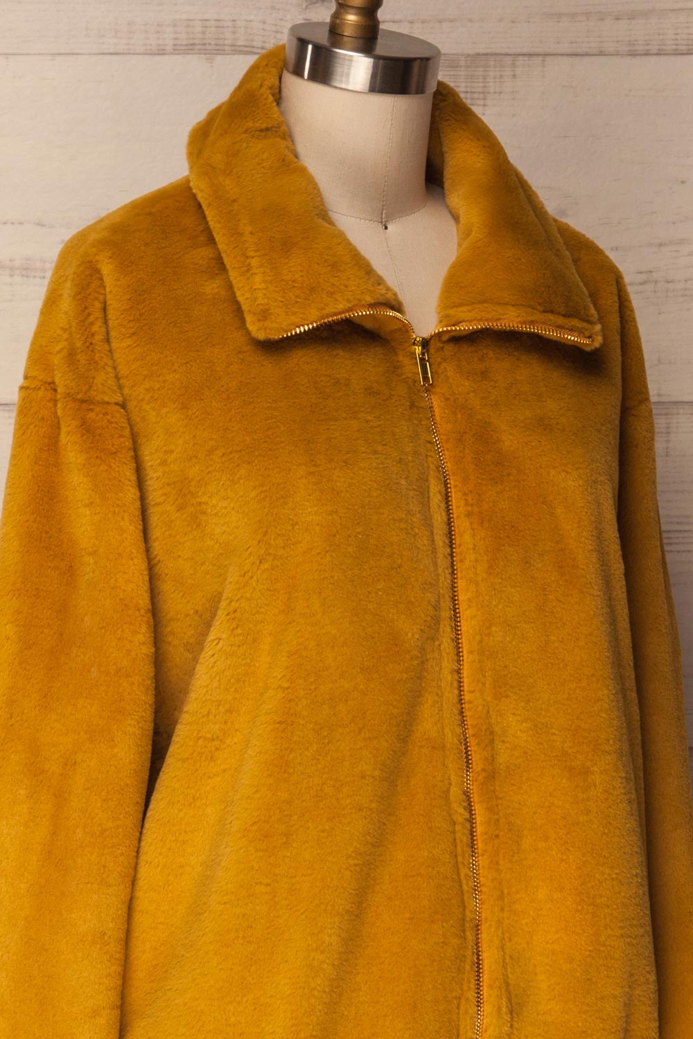 Tubaral Mustard Yellow Faux Fur Bomber Jacket | La Petite Garçonne 6