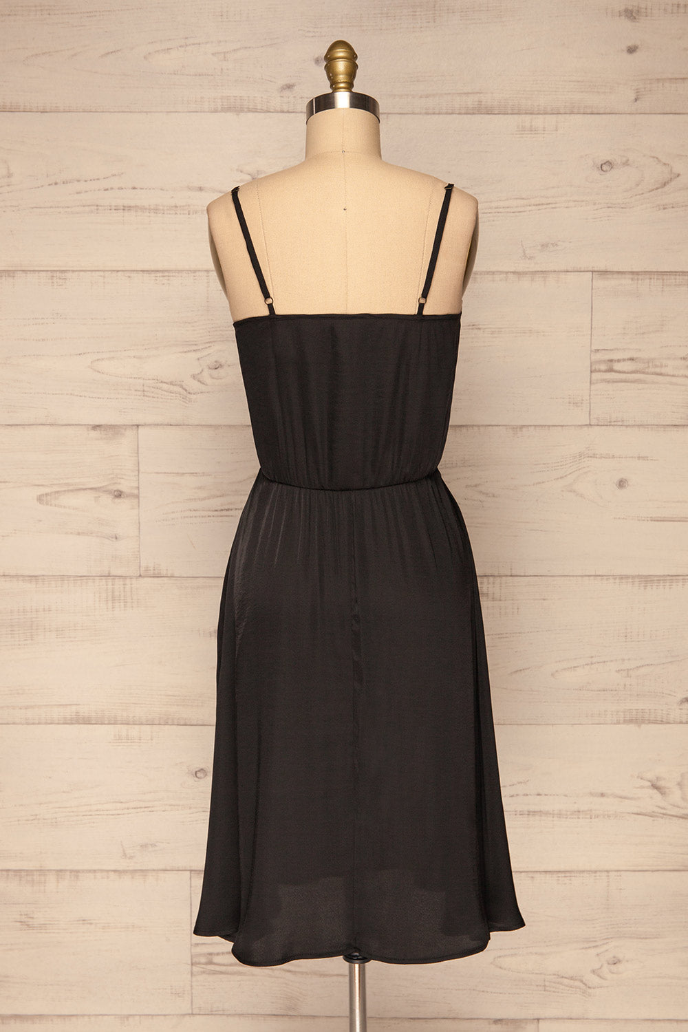 Udine Onyx Black Midi Dress | Robe Noire back view | La Petite Garçonne