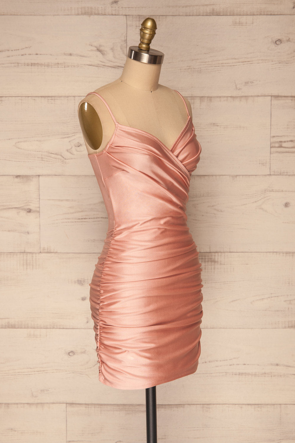 Unice Blush Silky Fitted Cocktail Dress | La petite garçonne side view
