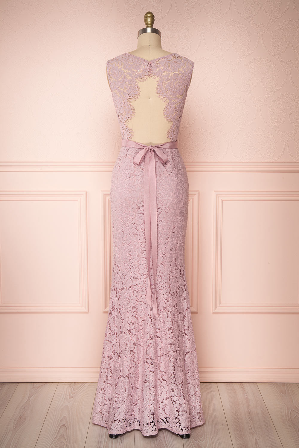 Uranie Mauve Lilac Lace Mermaid Gown | Boudoir 1861 back view