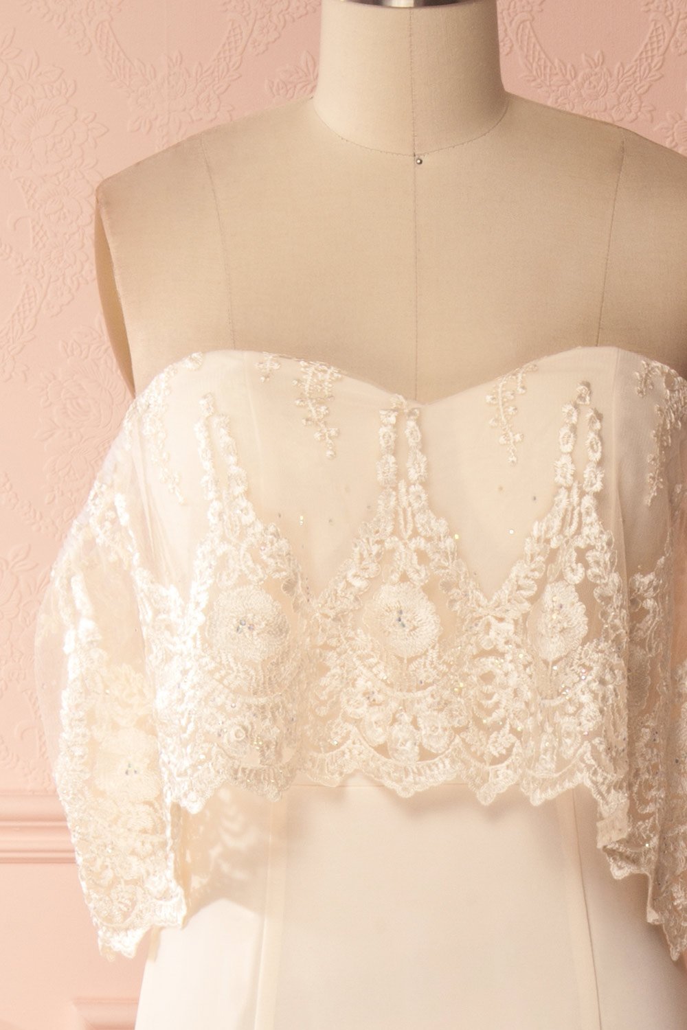 Vaihi Cream Embroidered Ruffle Bustier Mermaid Gown | Boudoir 1861