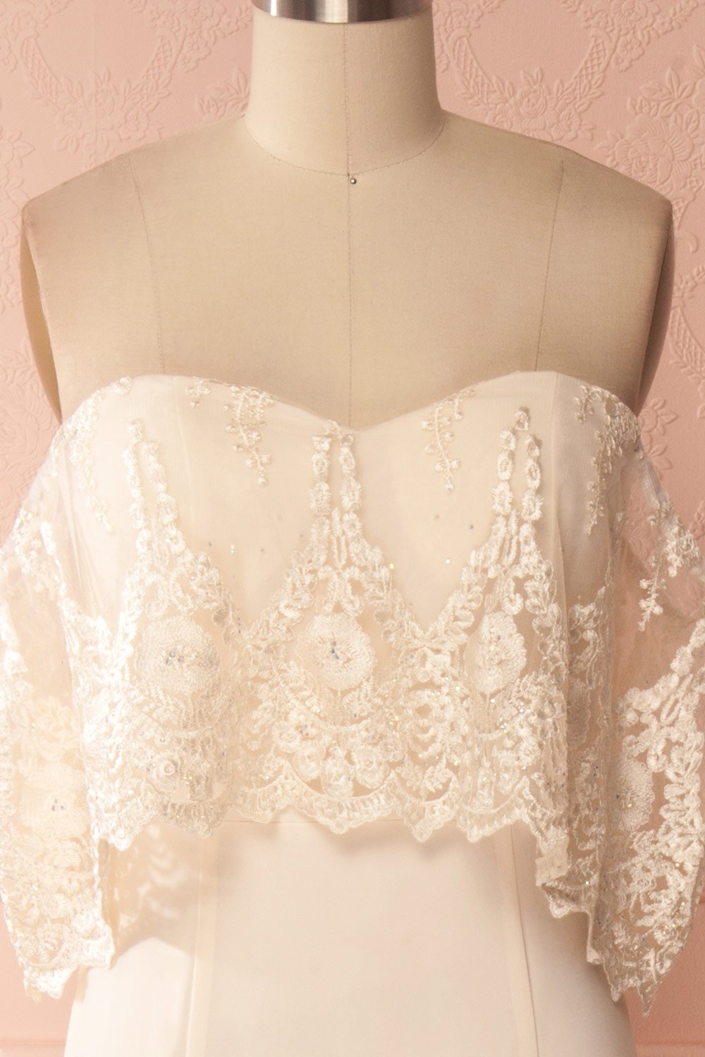 Vaihi Cream Embroidered Ruffle Bustier Mermaid Gown | Boudoir 1861