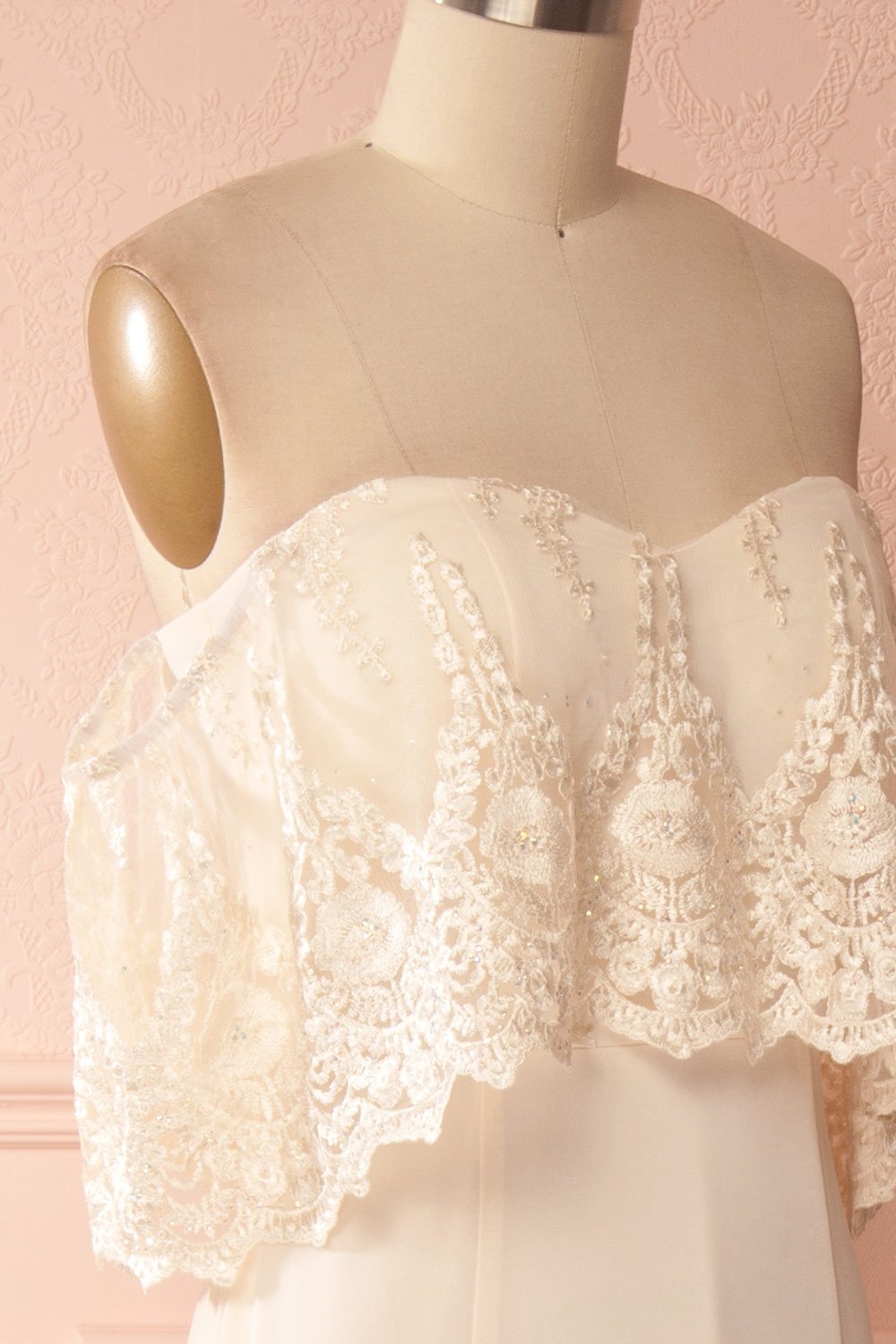 Vaihi Cream Embroidered Ruffle Bustier Mermaid Gown | Boudoir 1861