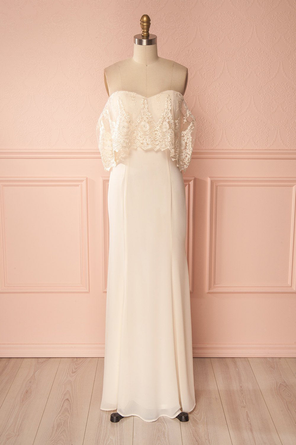 Vaihi Cream Embroidered Ruffle Bustier Mermaid Gown | Boudoir 1861