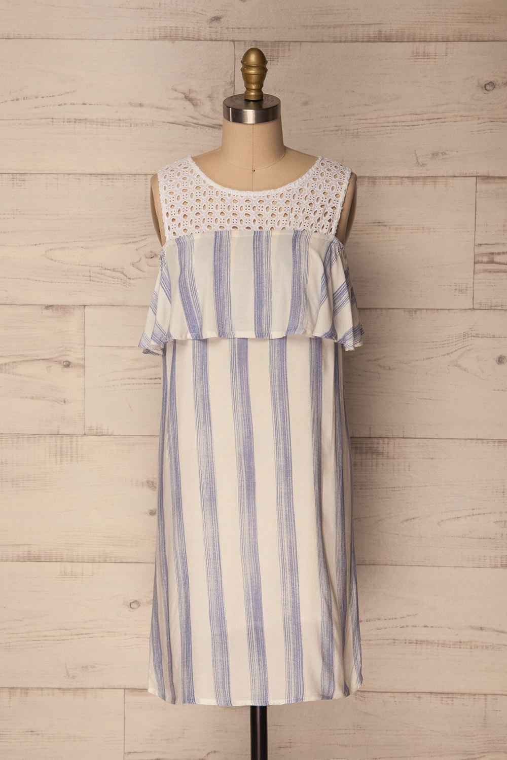Valeyrac Off-White & Blue Striped Summer Dress | La Petite Garçonne