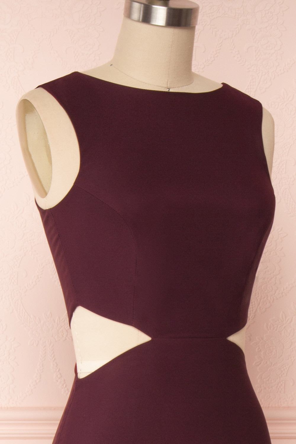 Vallata Wine Burgundy Maxi Dress | La Petite Garçonne Chpt. 2 side close up