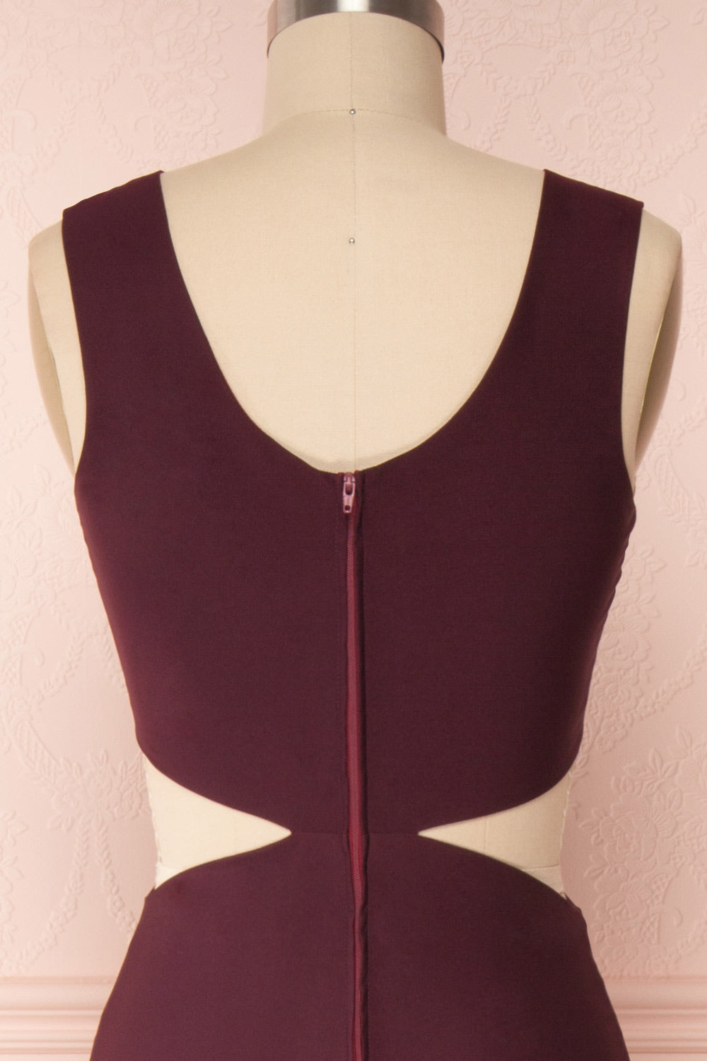 Vallata Wine Burgundy Maxi Dress | La Petite Garçonne Chpt. 2 back close up