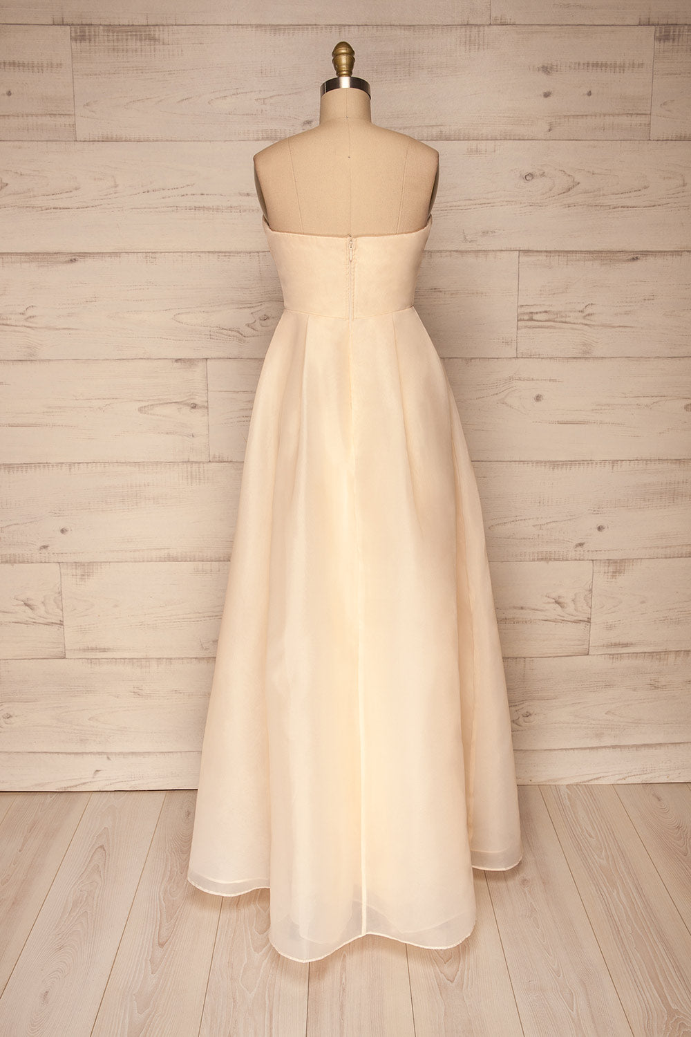 Venosa Beige Strapless Maxi Dress back view | La petite garçonne