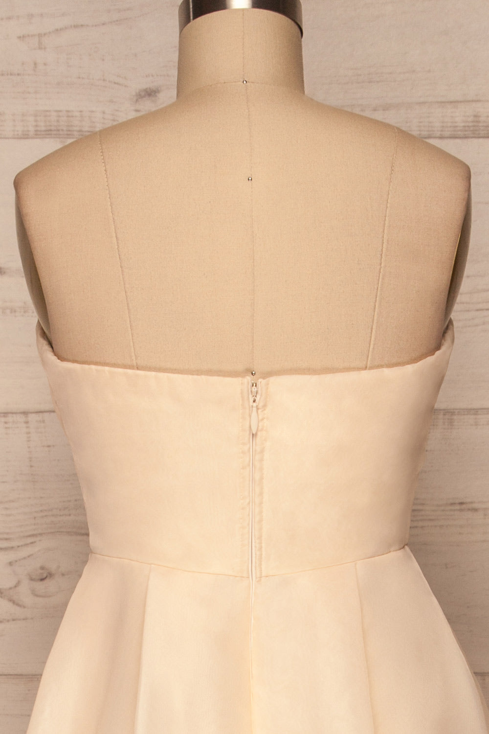 Venosa Beige Strapless Maxi Dress back close up | La petite garçonne