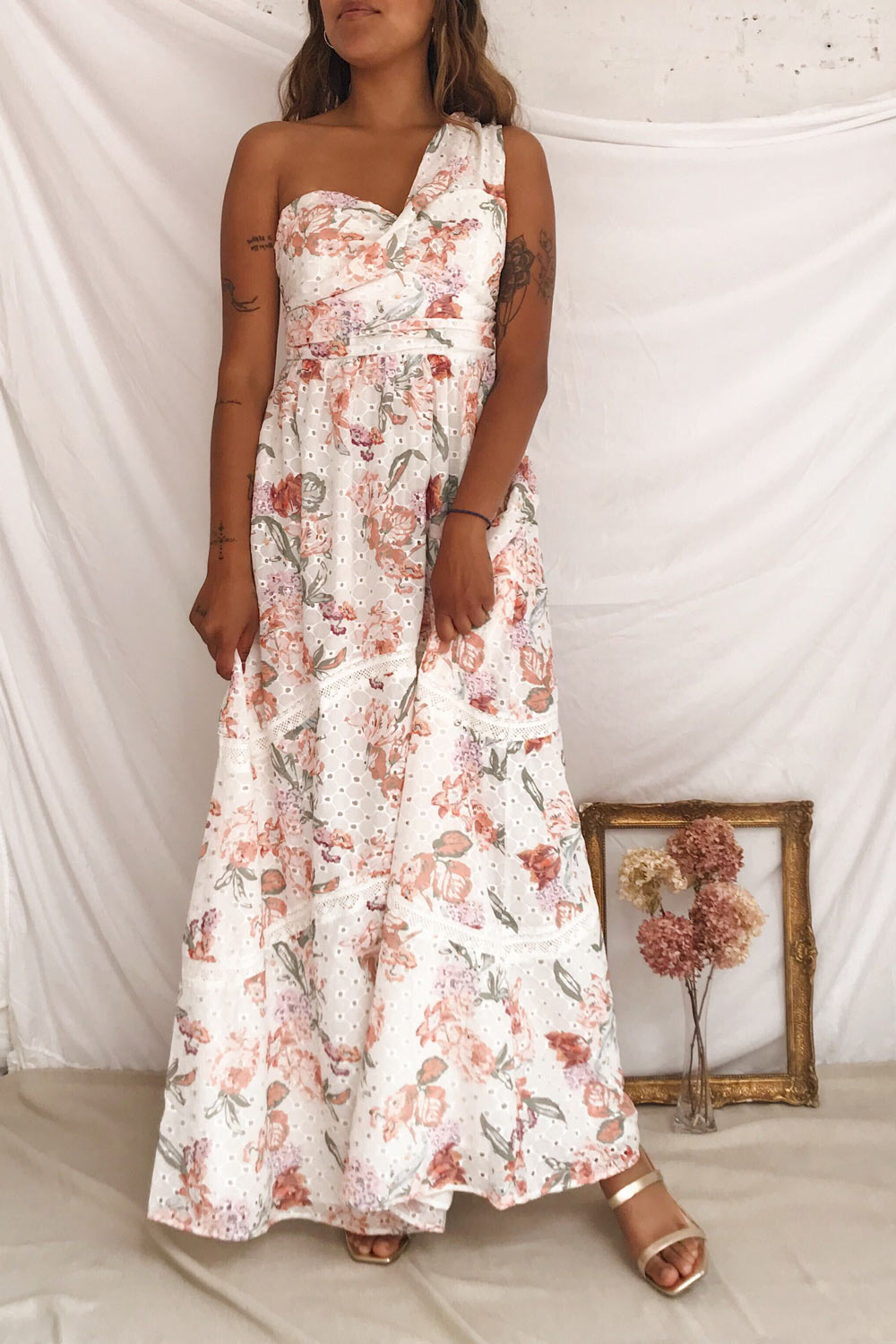 Vibrissa White Floral Lace Maxi Dress | Boutique 1861 model look