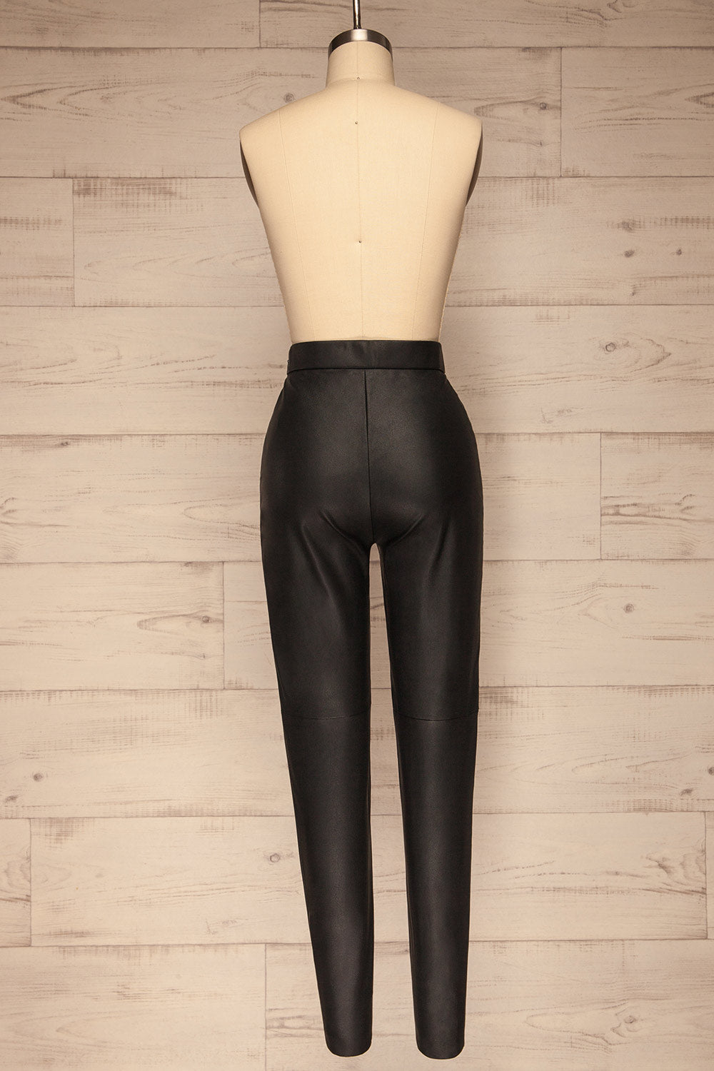 Vicence Black Faux-Leather Fitted Pants | La petite garçonne back view