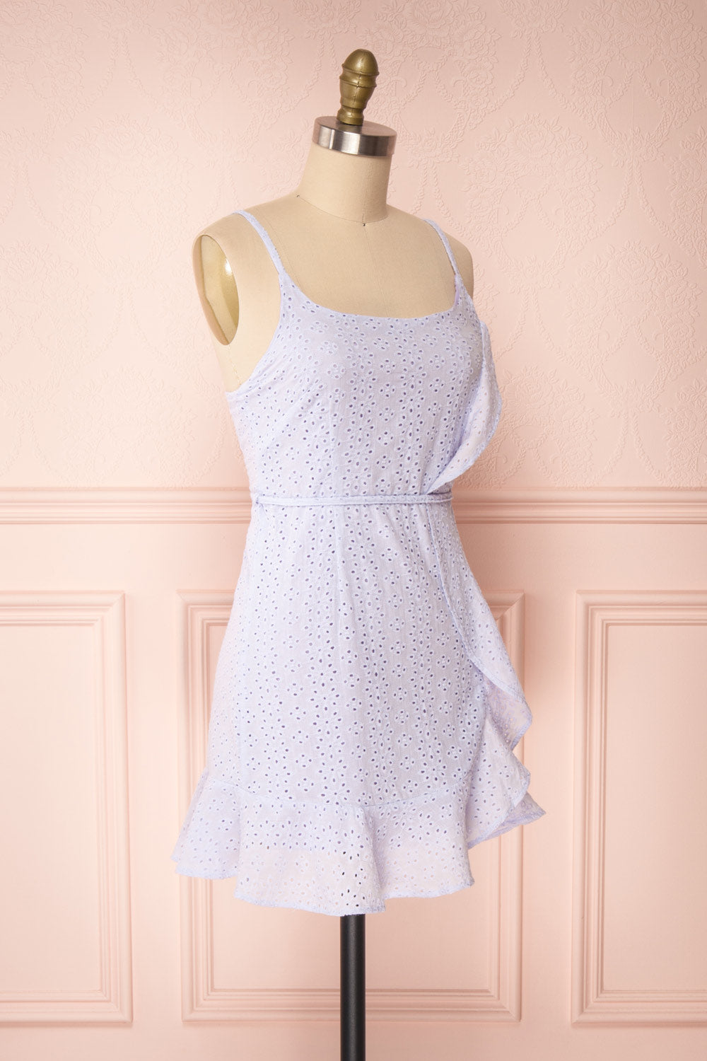 Vidia Lavender Openwork Short Dress | Boutique 1861 side view