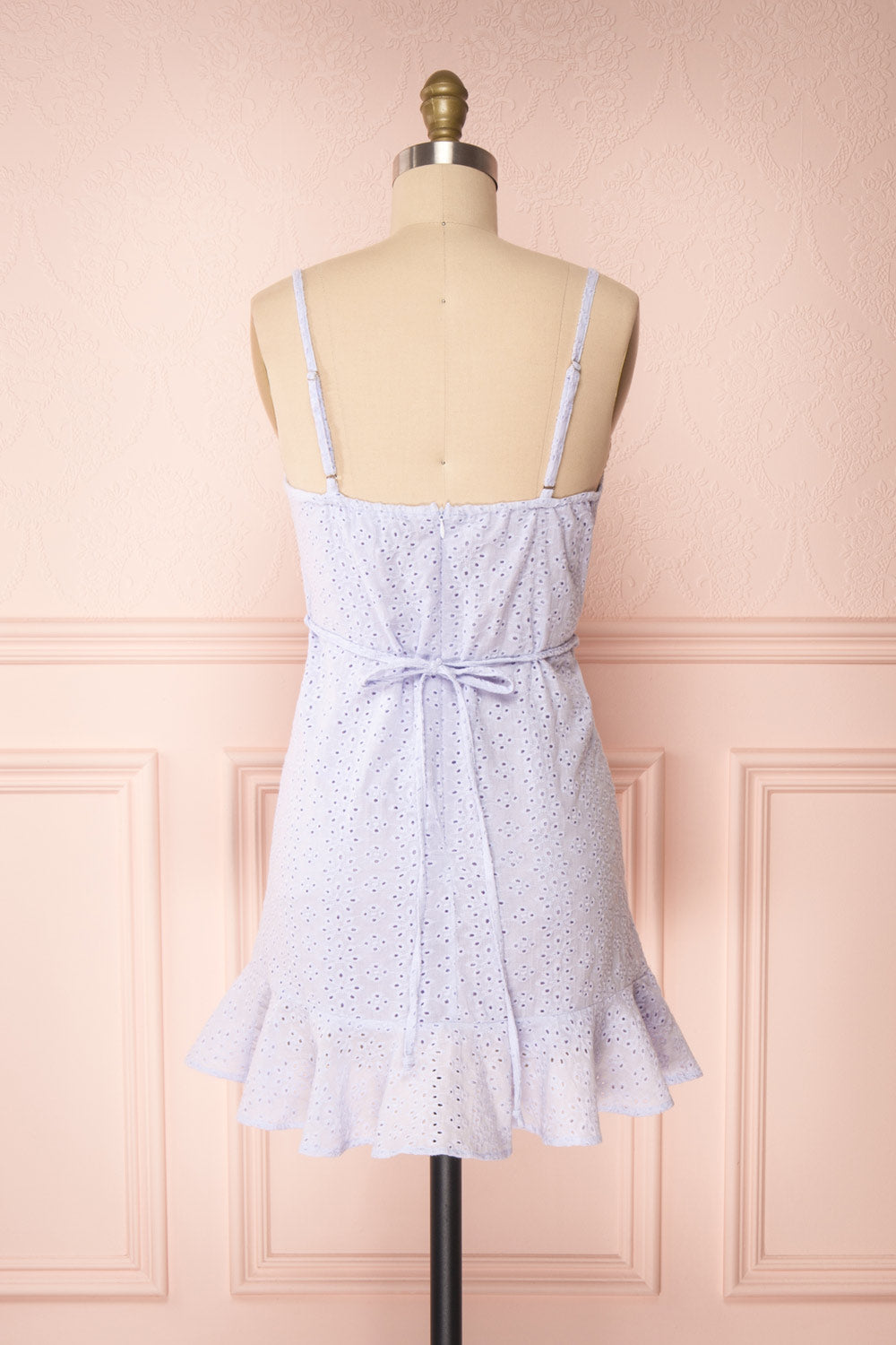 Vidia Lavender Openwork Short Dress | Boutique 1861 back view