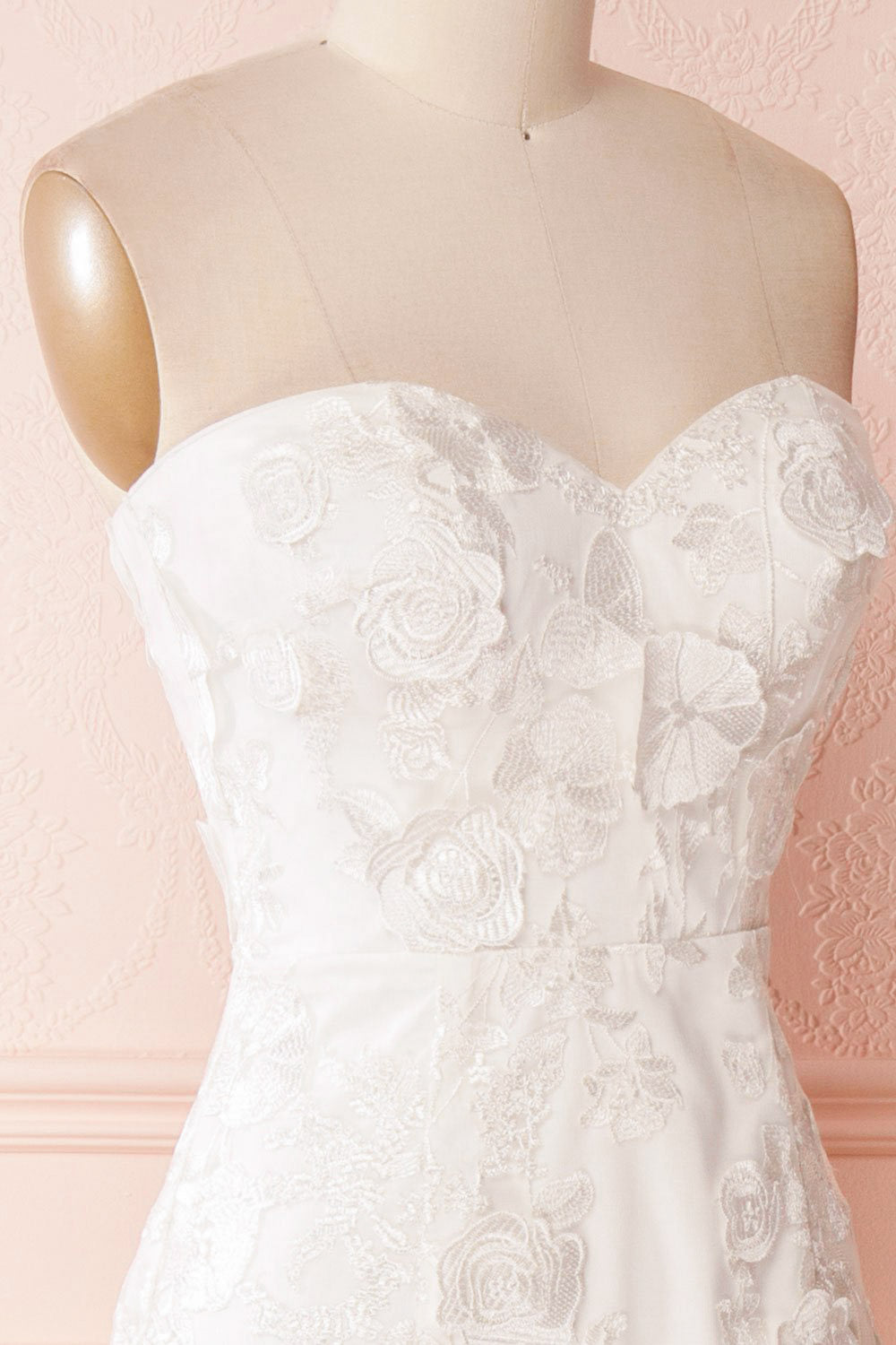 Vidyana White Floral Appliqués Bridal Bustier Gown | Boudoir 1861