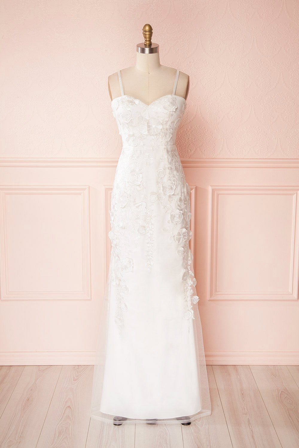 Vidyana White Floral Appliqués Bridal Bustier Gown | Boudoir 1861