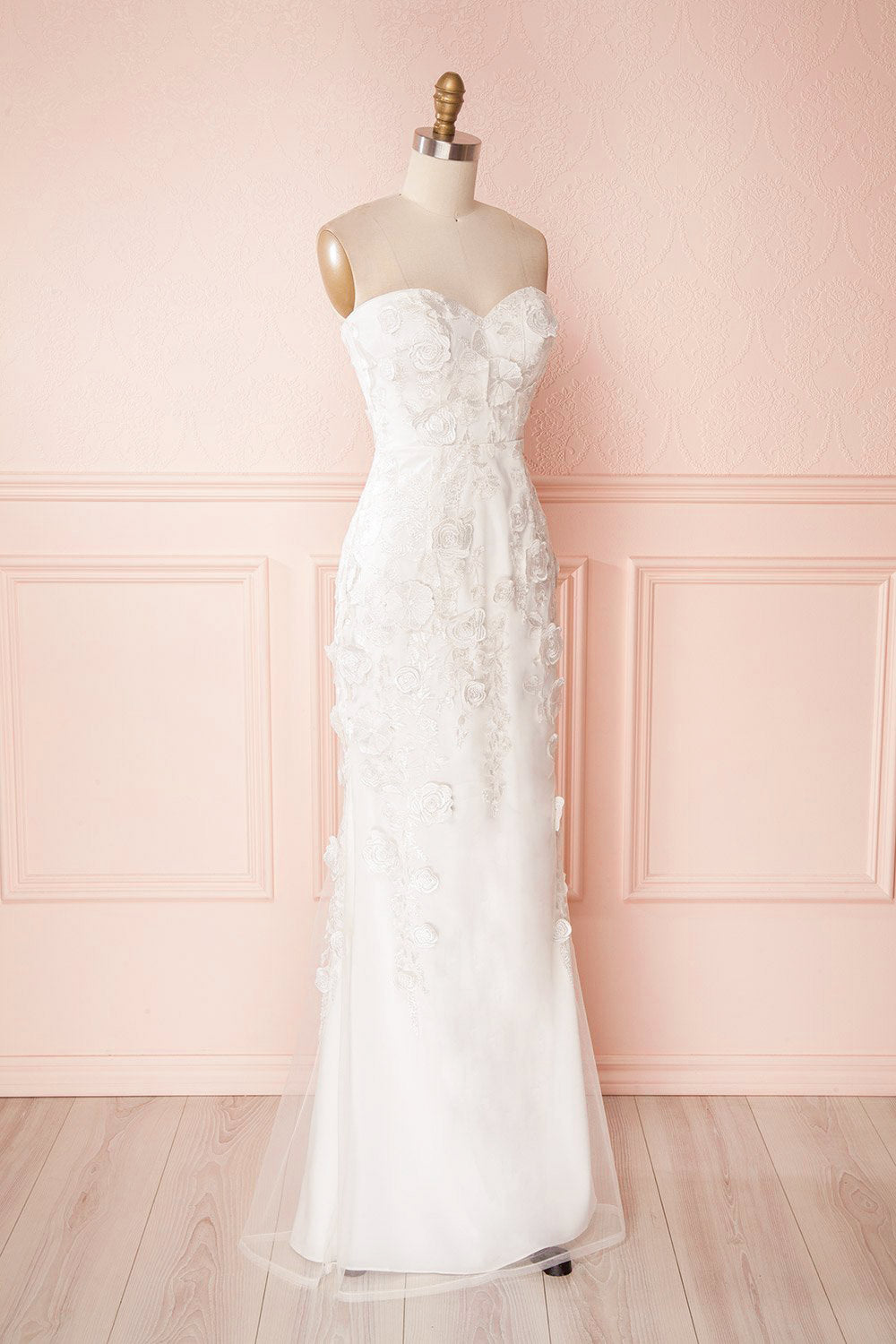 Vidyana White Floral Appliqués Bridal Bustier Gown | Boudoir 1861