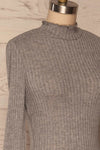 Vijandi Grey Mock Neck Top | Haut Gris side close up | La Petite Garçonne