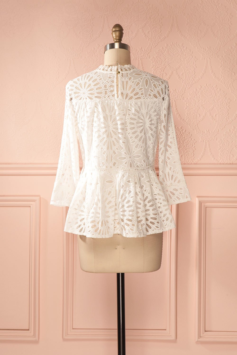 Viktorie - White lace ruffled peplum top