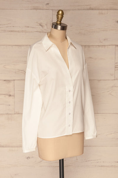 Vimioso White Cotton Long Sleeve Shirt | La petite garçonne side view