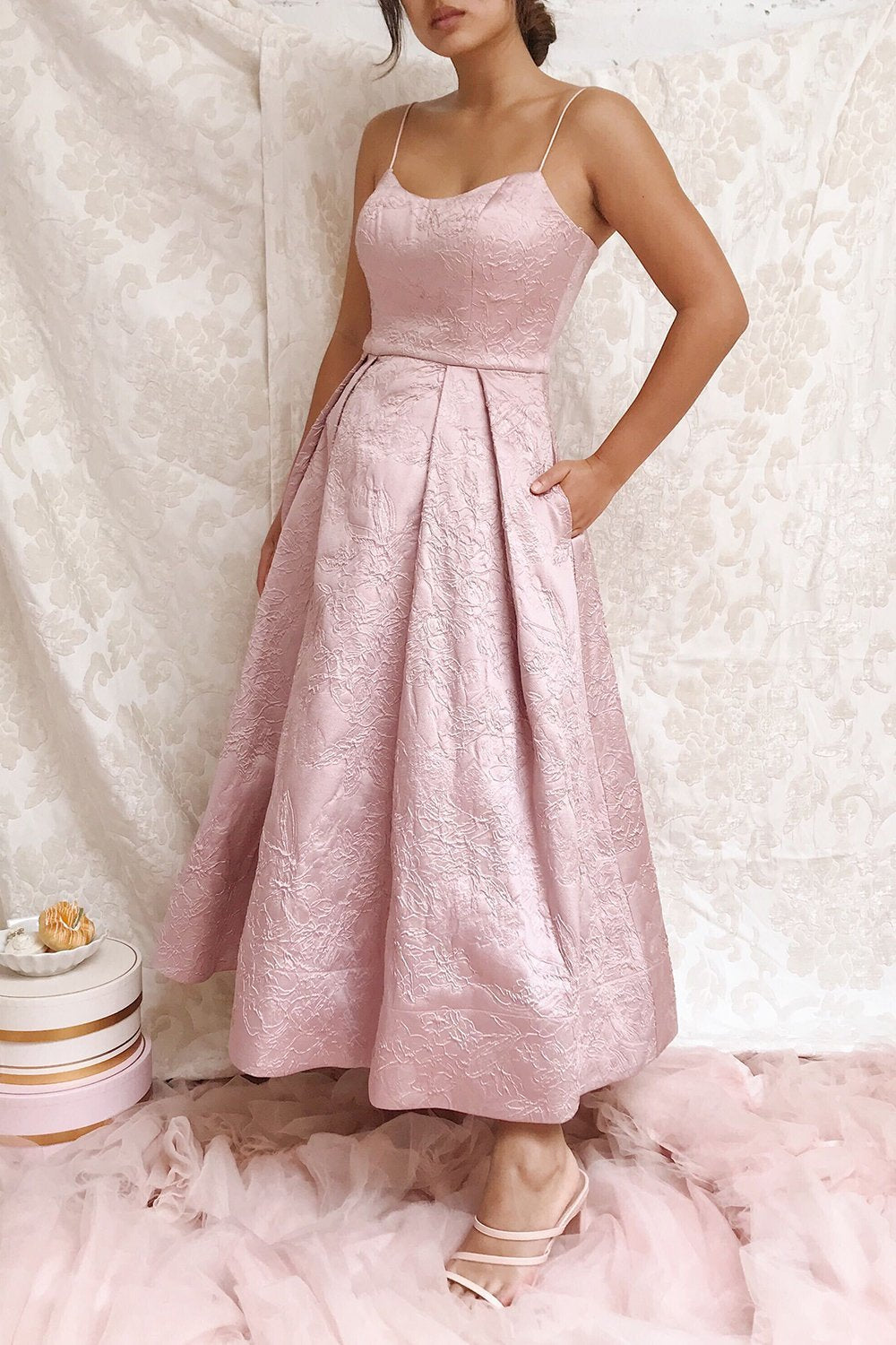 Viorica Lilac Floral Embroidered A-Line Gown | Boutique 1861