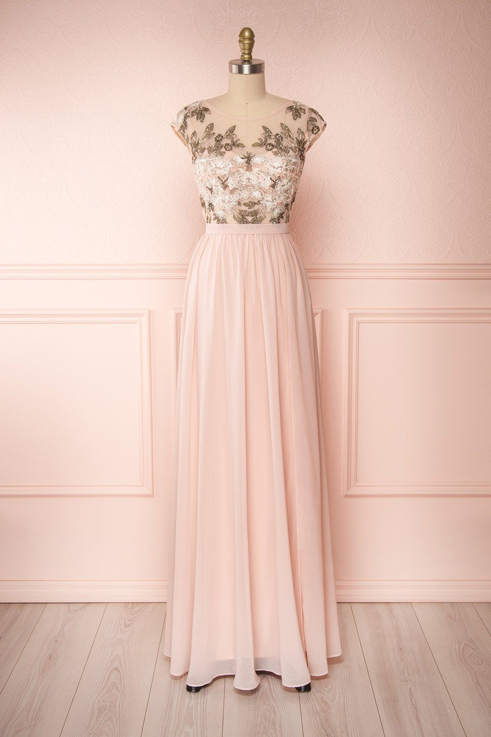 Viviette Blush Pink Embroidered Gown | Boutique 1861