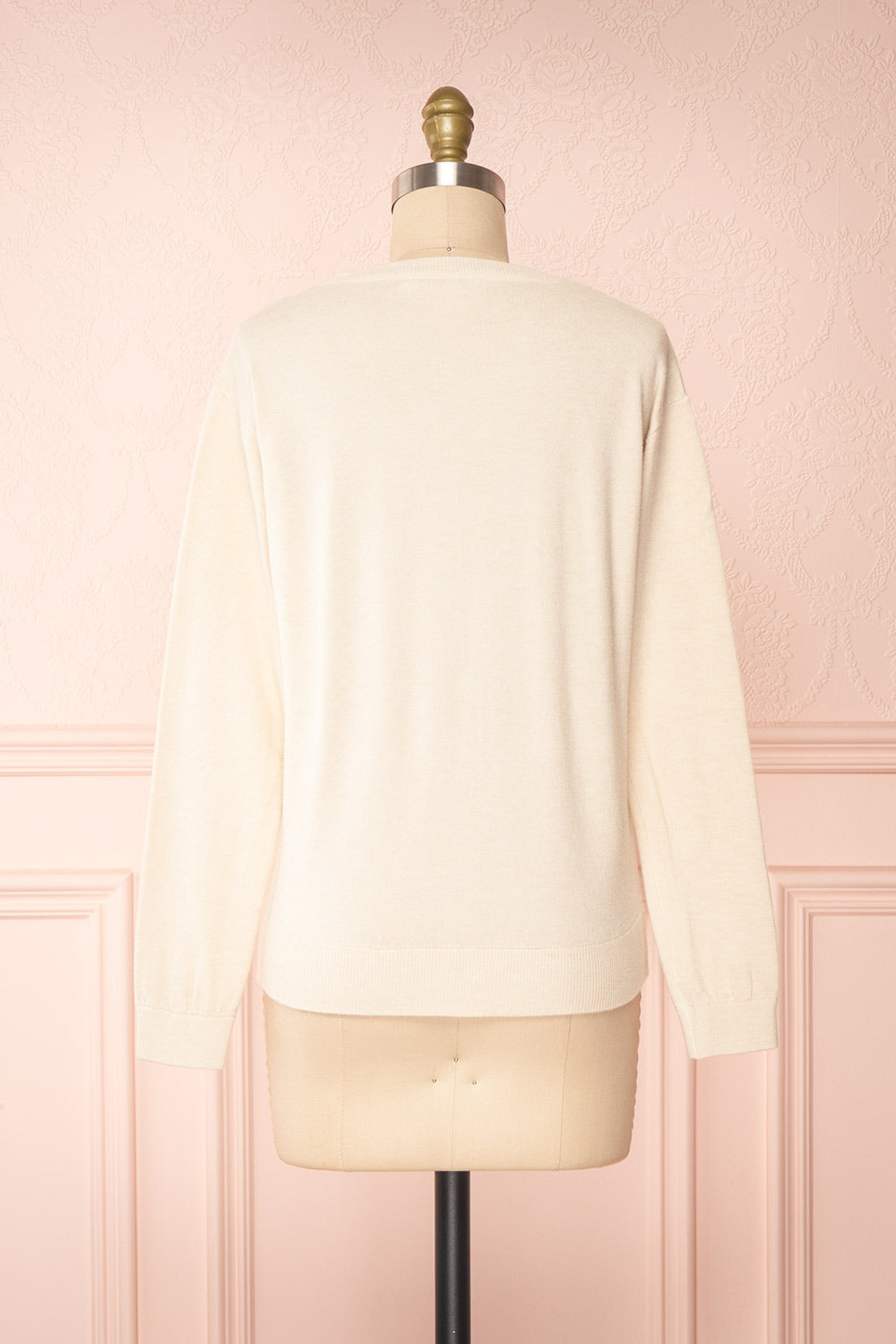Vizela Beige Long Sleeve Button-Up Cardigan | Boutique 1861 back view