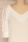 Vouzela White T-Shirt w/ Puffy Sleeves | La petite garçonne front close-up