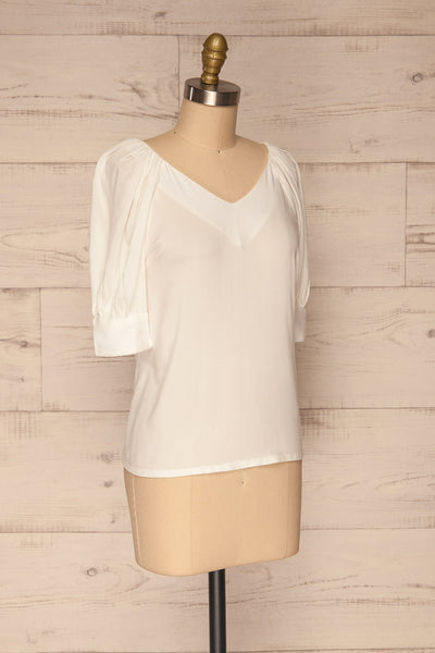 Vouzela White T-Shirt w/ Puffy Sleeves | La petite garçonne side view