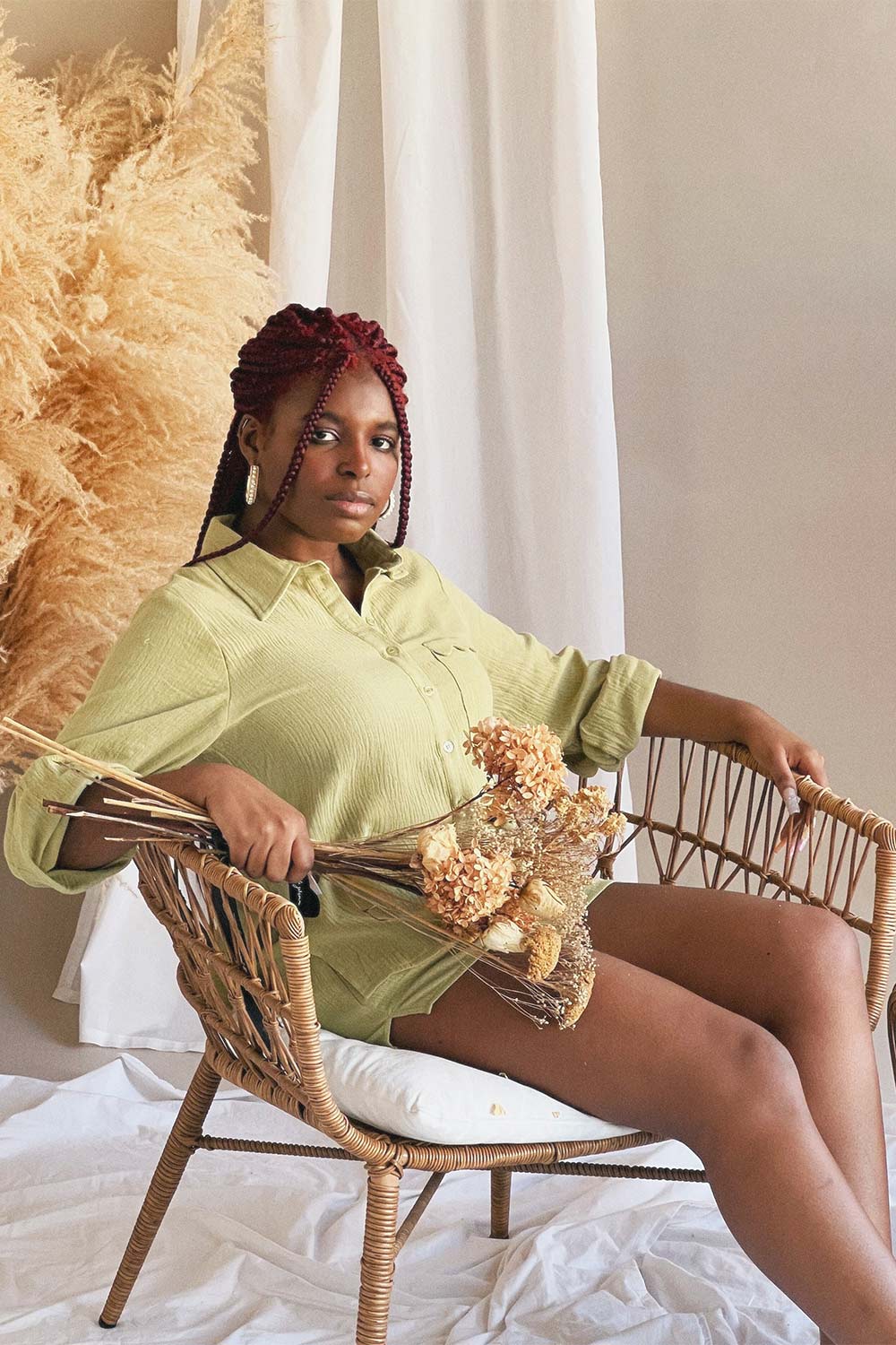 Vukovar Green Oversized Button-Up Shirt w/ Pocket | La petite garçonne