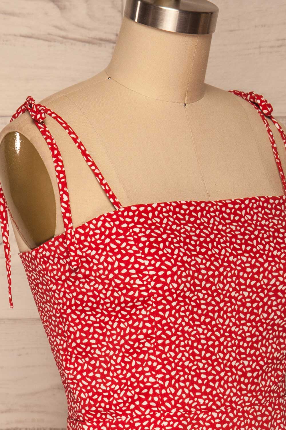 Wanda Red & White Short A-Line Dress | La petite garçonne side close up