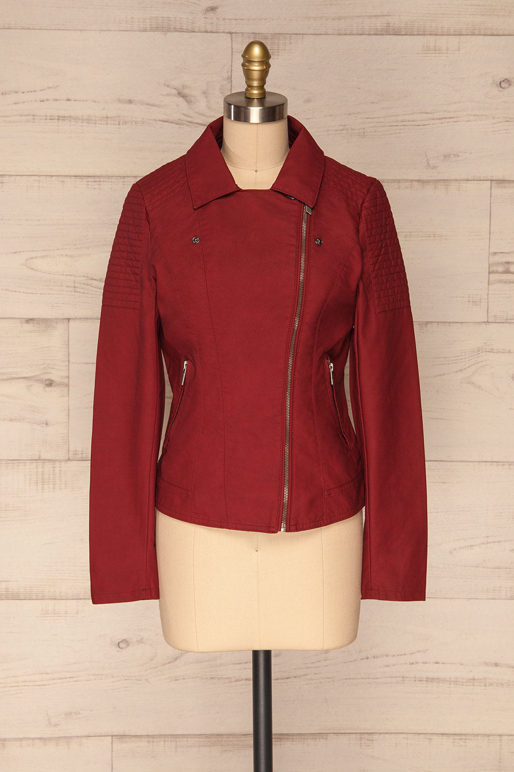 Washington Red Faux Leather Motorcycle Jacket | La Petite Garçonne 1