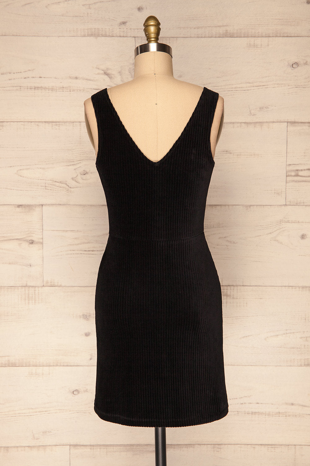 Watford Black Corduroy Button-Up Dress | BACK VIEW | La Petite Garçonne