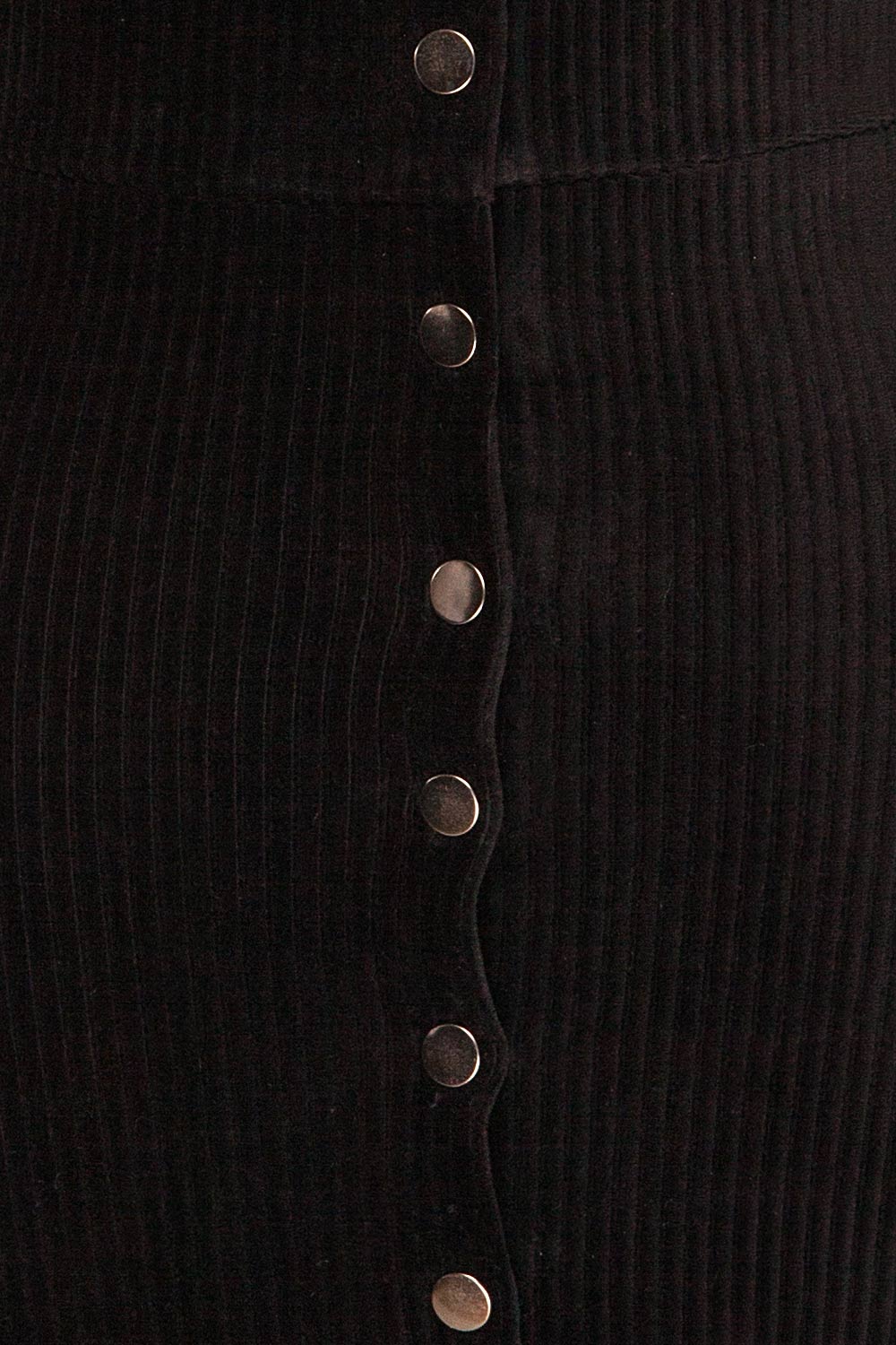 Watford Black Corduroy Button-Up Dress | TEXTURE DETAIL | La Petite Garçonne