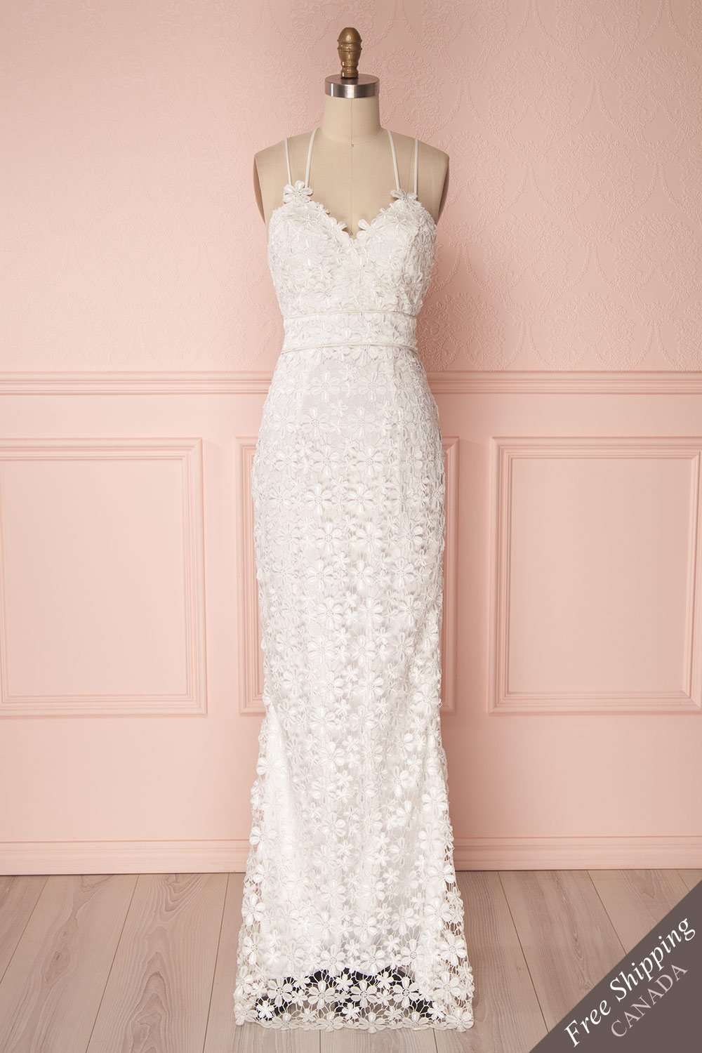 Winnie Fitted White Lace Bridal Gown with Slit | Boudoir 1861