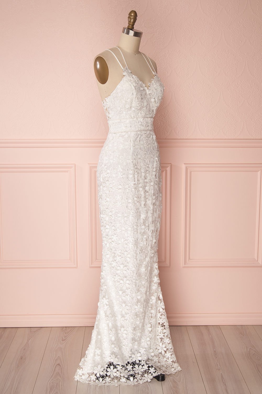 Winnie Fitted White Lace Bridal Gown with Slit | Boudoir 1861
