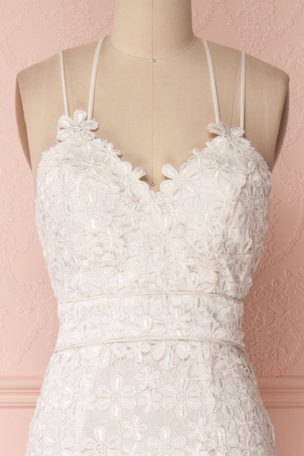 Winnie Fitted White Lace Bridal Gown with Slit | Boudoir 1861