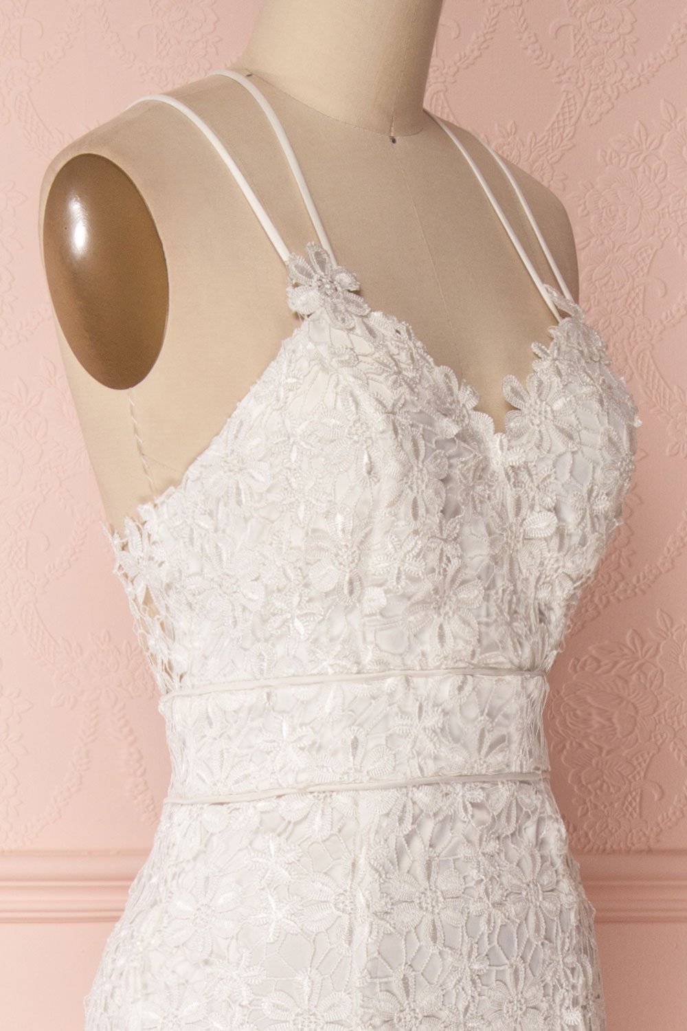 Winnie Fitted White Lace Bridal Gown with Slit | Boudoir 1861