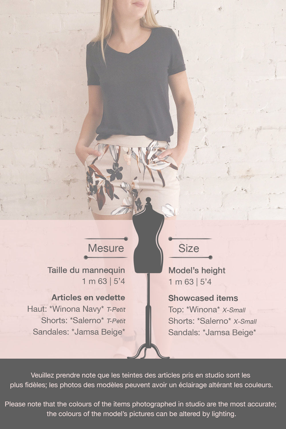 Salerno Beige Floral Shorts w/ Pockets | La petite garçonne template 1