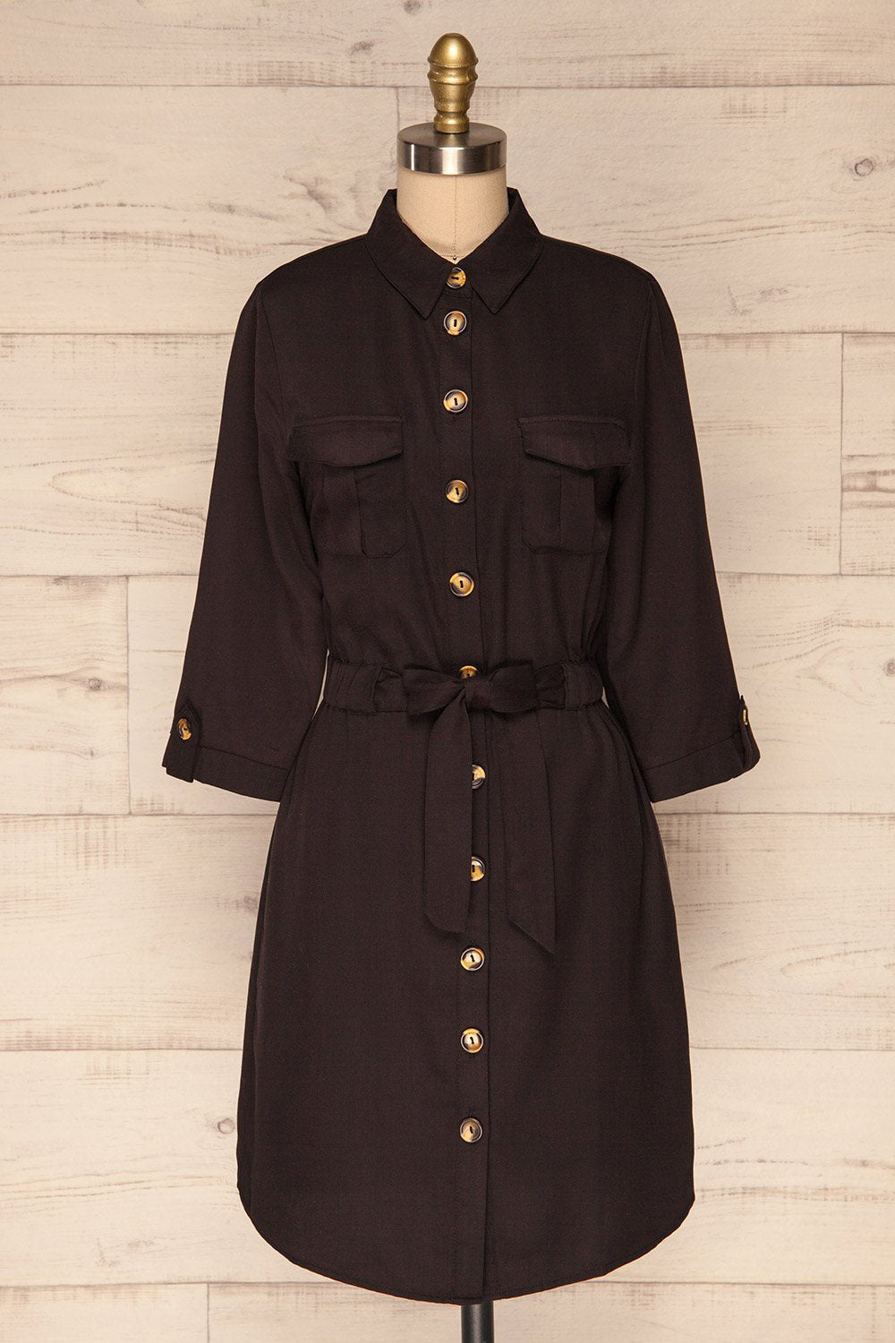 Wolverton Coal Black A-Line Shirt Dress | La Petite Garçonne