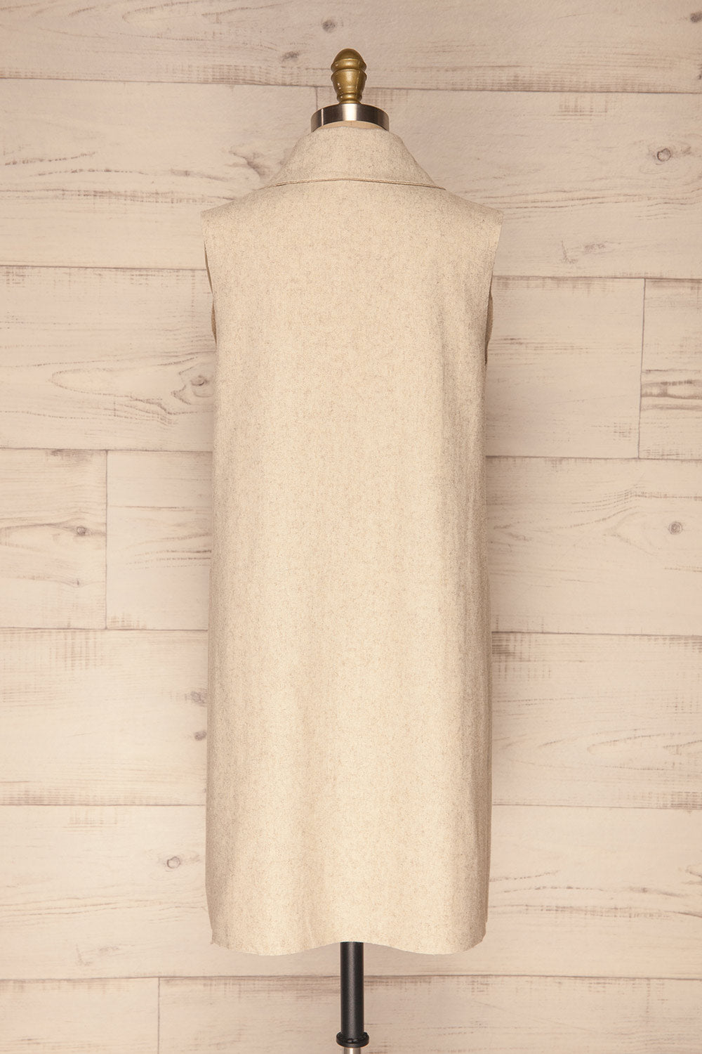Worthing Beige Sleeveless Long Cardigan | La Petite Garçonne back view